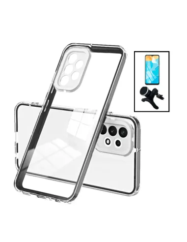 Kit Capa Doble Camera Protection + Pelicula Hydrogel + Suporte Magnético Reforçado para Samsung Galaxy A13 - Transparente