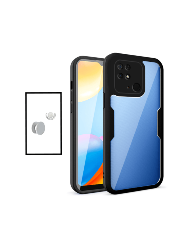 Kit Capa Anti-Crash 360 Protection + 1 GripHolder + 1 Suporte GripHolder Branco para Xiaomi Redmi 9C - Preto