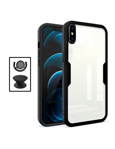 Kit Capa Anti-Crash 360 Protection + 1 GripHolder + 1 Suporte GripHolder Preto para Apple iPhone XS - Preto