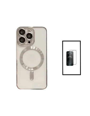 Kit Capa LuxArmor MagSafe Camera Protection + Vidro Vidro Full Cover para Apple iPhone 14 - Cinza