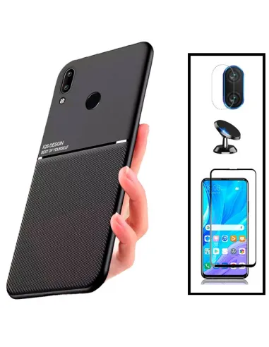 Kit Capa Magnetic Lux + Vidro Full Cover + Película de Câmara + Suporte Magnético para Huawei P Smart 2019