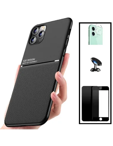 Kit Capa Magnetic Lux + Vidro Full Cover + Película de Câmara + Suporte Magnético para iPhone SE 2022