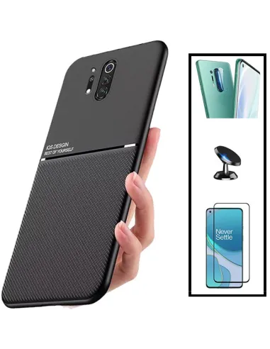 Kit Capa Magnetic Lux + Vidro Full Cover + Película de Câmara + Suporte Magnético para OnePlus 8 Pro