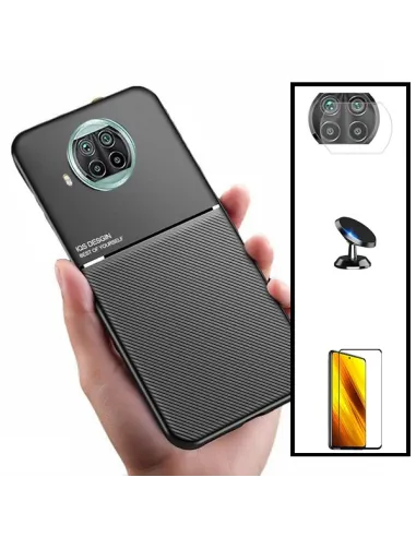 Kit Capa Magnetic Lux + Vidro Full Cover + Película de Câmara + Suporte Magnético para Xiaomi Mi 10i 5G