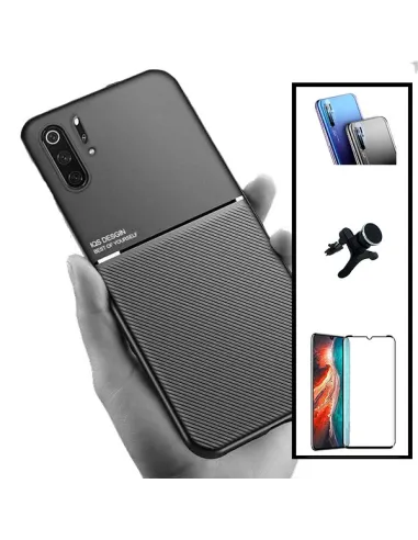 Kit Capa Magnetic Lux + Vidro Full Cover + Película de Câmara + Suporte Magnético Reforçado para Huawei P30 Pro