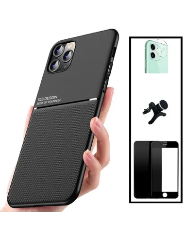 Kit Capa Magnetic Lux + Vidro Full Cover + Película de Câmara + Suporte Magnético Reforçado para iPhone SE 2022