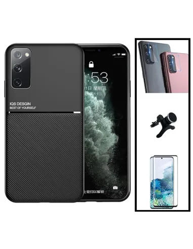 Kit Capa Magnetic Lux + Vidro Full Cover + Película de Câmara + Suporte Magnético Reforçado para Samsung Galaxy S20 Ultra 5G