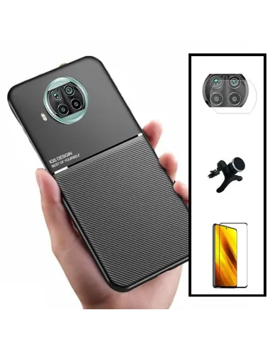 Kit Capa Magnetic Lux + Vidro Full Cover + Película de Câmara + Suporte Magnético Reforçado para Xiaomi Mi 10i 5G