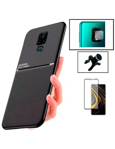 Kit Capa Magnetic Lux + Vidro Full Cover + Película de Câmara + Suporte Magnético Reforçado para Xiaomi Redmi 10X 4G