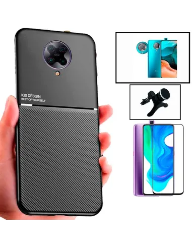 Kit Capa Magnetic Lux + Vidro Full Cover + Película de Câmara + Suporte Magnético Reforçado para Xiaomi Redmi K30 Pro