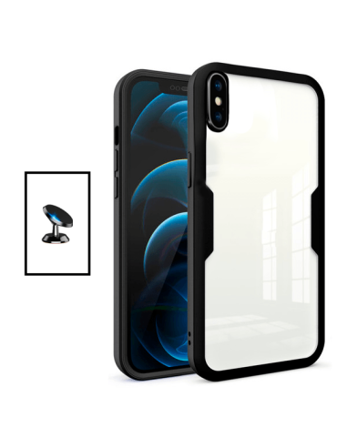 Kit Capa Anti-Crash 360 Protection + Suporte Magnético de Carro para Apple iPhone X - Preto