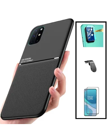 Kit Capa Magnetic Lux + Vidro Full Cover + Película de Câmara + Suporte Magnético L para OnePlus 8T