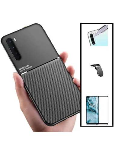 Kit Capa Magnetic Lux + Vidro Full Cover + Película de Câmara + Suporte Magnético L para OnePlus Nord