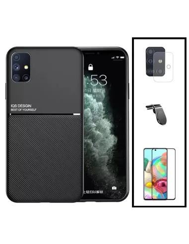 Kit Capa Magnetic Lux + Vidro Full Cover + Película de Câmara + Suporte Magnético L para Samsung Galaxy A31