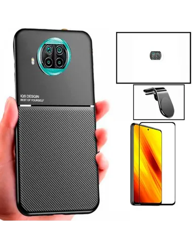 Kit Capa Magnetic Lux + Vidro Full Cover + Película de Câmara + Suporte Magnético L para Xiaomi Mi 10i 5G