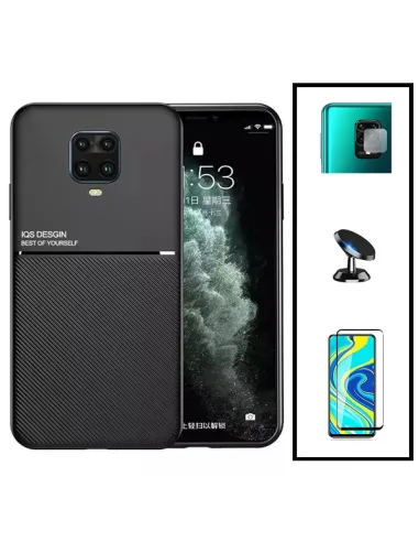 Kit Capa Magnetic Lux + Vidro + Película de Câmara + Suporte Magnético para Xiaomi Redmi Note 9 Pro