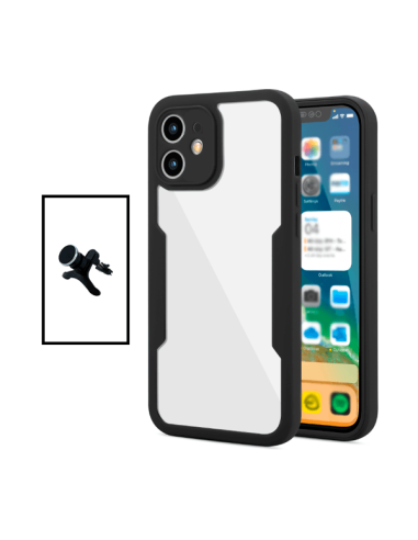 Kit Capa Anti-Crash 360 Protection + Suporte Magnético de Carro Reforçado para Apple iPhone 11 - Preto