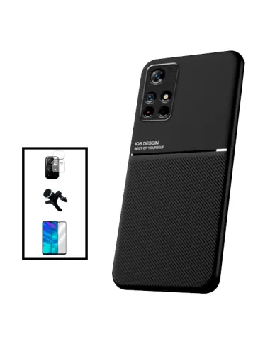 Kit Capa Magnetic Lux + Vidro + Película de Câmara + Suporte Magnético Reforçado para Xiaomi Poco M4 Pro 5G