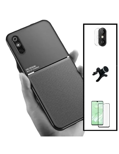 Kit Capa Magnetic Lux + Vidro + Película de Câmara + Suporte Magnético Reforçado para Xiaomi Redmi 9