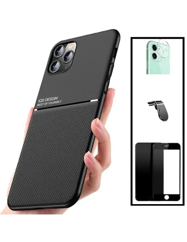 Kit Capa Magnetic Lux + Vidro + Película de Câmara + Suporte Magnético L para iPhone SE 2022