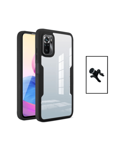 Kit Capa Anti-Crash 360 Protection + Suporte Magnético de Carro Reforçado para Xiaomi Poco M5S - Preto