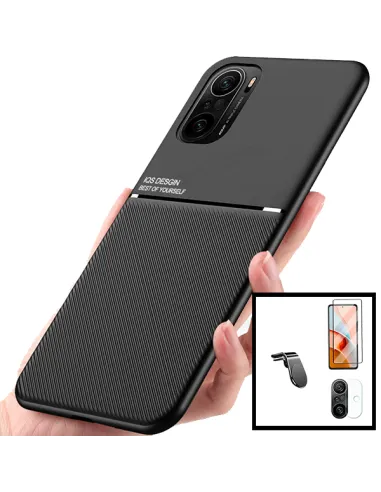 Kit Capa Magnetic Lux + Vidro + Película de Câmara + Suporte Magnético L para Xiaomi Redmi K40