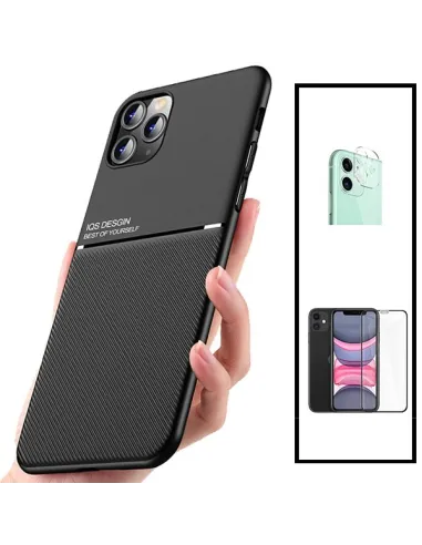 Kit Capa Magnetic Lux + Vidro + Película de Câmara para iPhone 11 Pro Max