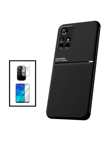 Kit Capa Magnetic Lux + Vidro + Película de Câmara para Xiaomi Poco M4 Pro 5G