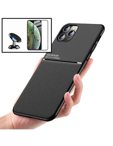 Kit Capa Magnetic Lux + Vidro Full Cover + Suporte Magnético para iPhone 13