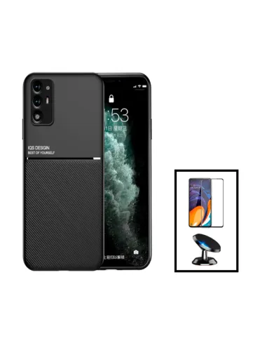 Kit Capa Magnetic Lux + Vidro Full Cover + Suporte Magnético para Oppo A94 5G - Preto