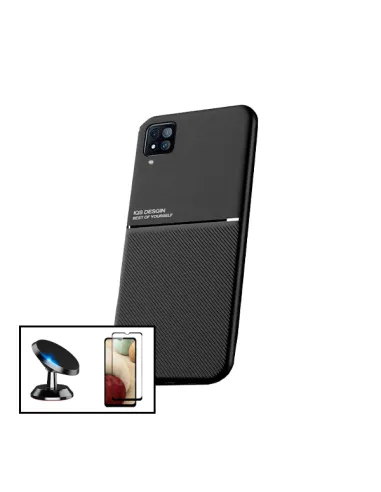 Kit Capa Magnetic Lux + Vidro Full Cover + Suporte Magnético para Samsung Galaxy A12