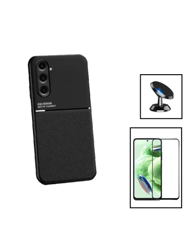 Kit Capa Magnetic Lux + Vidro Full Cover + Suporte Magnético para Samsung Galaxy F34 5G - Preto