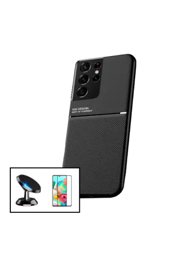 Kit Capa Magnetic Lux + Vidro Full Cover + Suporte Magnético para Samsung Galaxy S21 Ultra 5G