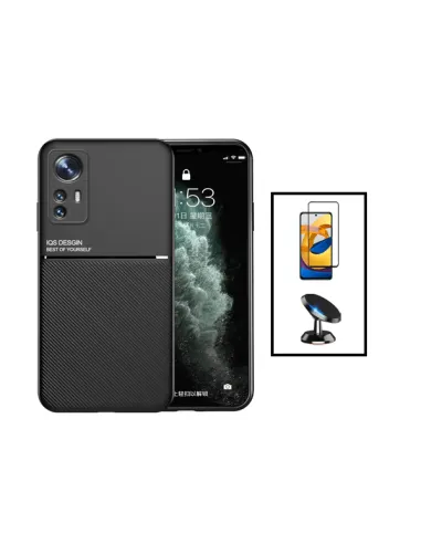 Kit Capa Magnetic Lux + Vidro Full Cover + Suporte Magnético para Xiaomi 12 Lite - Preto