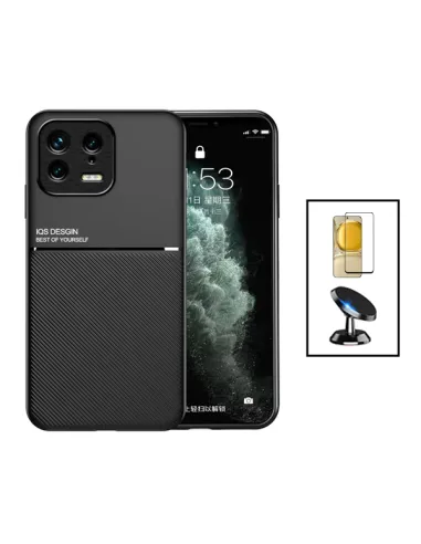 Kit Capa Magnetic Lux + Vidro Full Cover + Suporte Magnético para Xiaomi 13 - Preto