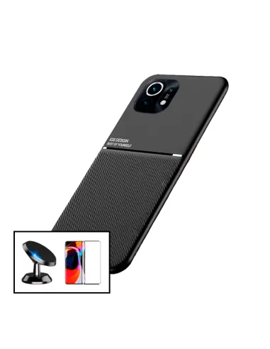 Kit Capa Magnetic Lux + Vidro Full Cover + Suporte Magnético para Xiaomi Mi 11