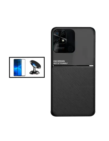 Kit Capa Magnetic Lux + Vidro Full Cover + Suporte Magnético para Xiaomi Poco C40 - Preto