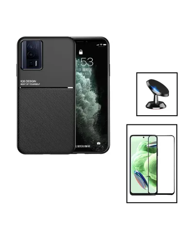 Kit Capa Magnetic Lux + Vidro Full Cover + Suporte Magnético para Xiaomi Poco F5 Pro - Preto