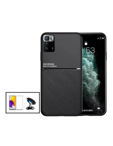 Kit Capa Magnetic Lux + Vidro Full Cover + Suporte Magnético para Xiaomi Poco X3 GT