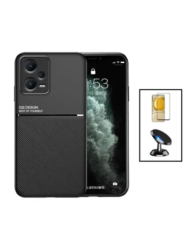 Kit Capa Magnetic Lux + Vidro Full Cover + Suporte Magnético para Xiaomi Poco X5 - Preto