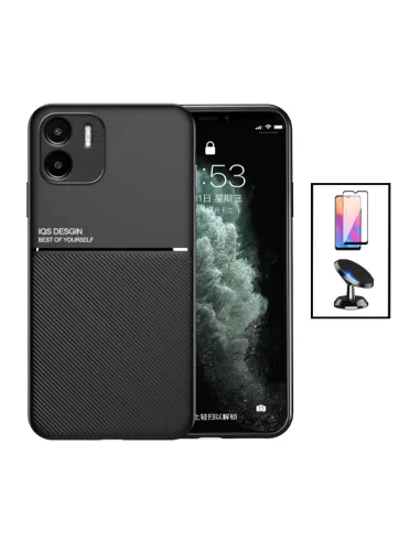 Kit Capa Magnetic Lux + Vidro Full Cover + Suporte Magnético para Xiaomi Redmi A1 - Preto