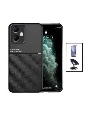 Kit Capa Magnetic Lux + Vidro Full Cover + Suporte Magnético para Xiaomi Redmi Note 12 - Preto