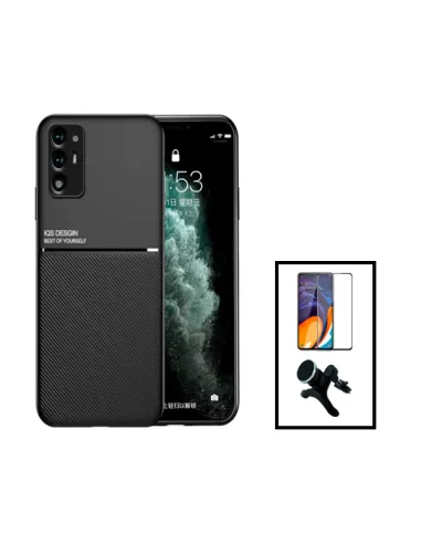 Kit Capa Magnetic Lux + Vidro Full Cover + Suporte Magnético Reforçado para Oppo A94 5G - Preto