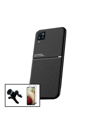 Kit Capa Magnetic Lux + Vidro Full Cover + Suporte Magnético Reforçado para Samsung Galaxy A12