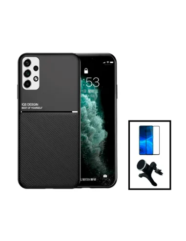 Kit Capa Magnetic Lux + Vidro Full Cover + Suporte Magnético Reforçado para Samsung Galaxy A13 - Preto