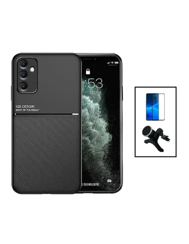 Kit Capa Magnetic Lux + Vidro Full Cover + Suporte Magnético Reforçado para Samsung Galaxy A14 - Preto