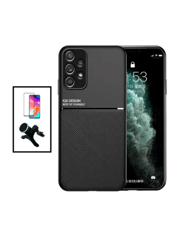 Kit Capa Magnetic Lux + Vidro Full Cover + Suporte Magnético Reforçado para Samsung Galaxy A33 5G - Preto