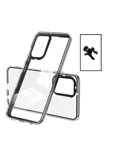 Kit Capa Doble Airbag Anti-Drop + Suporte Magnético Reforçado de Carro para Samsung Galaxy A04s - Transparente