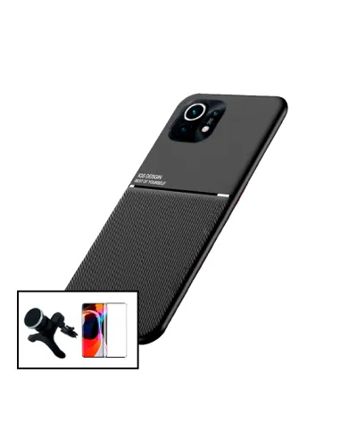 Kit Capa Magnetic Lux + Vidro Full Cover + Suporte Magnético Reforçado para Xiaomi Mi 11