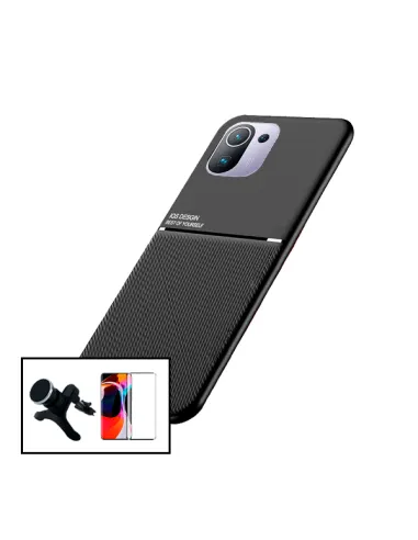 Kit Capa Magnetic Lux + Vidro Full Cover + Suporte Magnético Reforçado para Xiaomi Mi 11 Pro